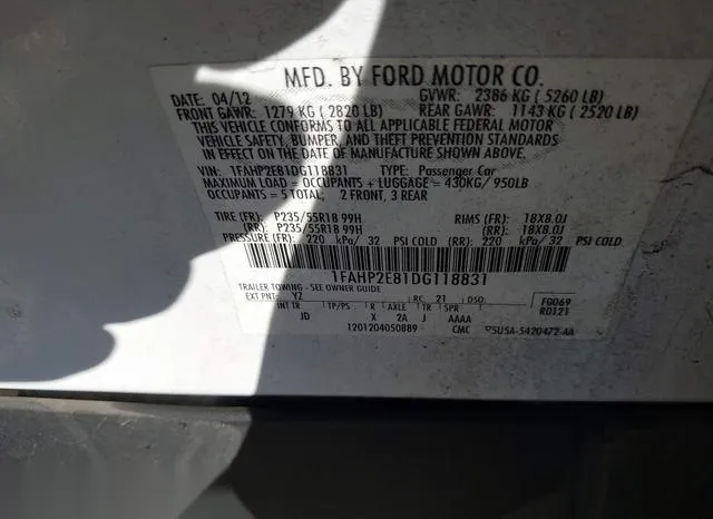 1FAHP2E81DG118831 2013 2013 Ford Taurus- Sel 9