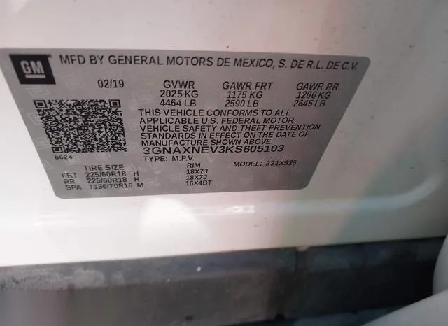 3GNAXNEV3KS605103 2019 2019 Chevrolet Equinox- Premier 9