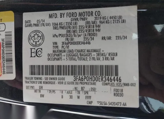 3FA6P0HD0ER346446 2014 2014 Ford Fusion- SE 9