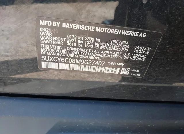 5UXCY6C08M9G27407 2021 2021 BMW X6- Xdrive40I 9