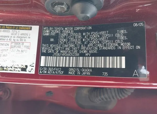 JTEBU14R068052388 2006 2006 Toyota 4runner- Sr5 V6 9