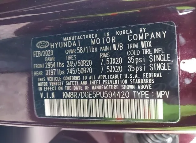 KM8R7DGE5PU594420 2023 2023 Hyundai Palisade- Calligraphy 9