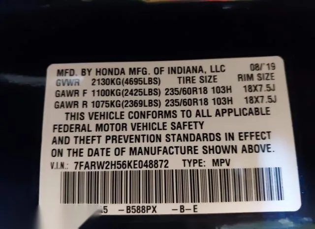 7FARW2H56KE048872 2019 2019 Honda CR-V- EX 9