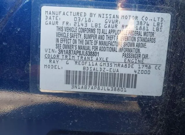 3N1AB7AP8JL638801 2018 2018 Nissan Sentra- SV 9