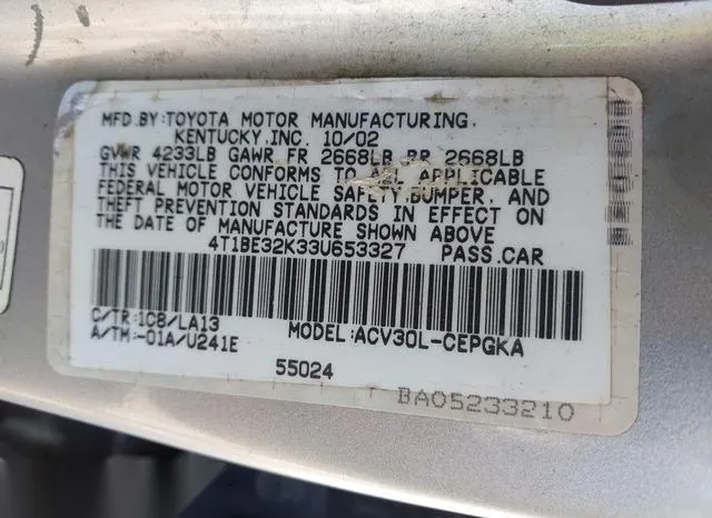 4T1BE32K33U653327 2003 2003 Toyota Camry- Xle 9