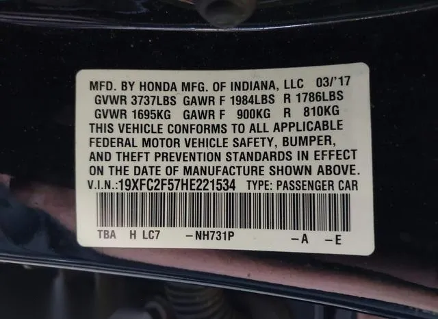 19XFC2F57HE221534 2017 2017 Honda Civic- LX 9