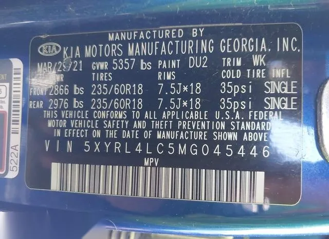 5XYRL4LC5MG045446 2021 2021 KIA Sorento- S 9