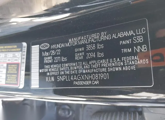 5NPLL4AGXNH081901 2022 2022 Hyundai Elantra- SE 9