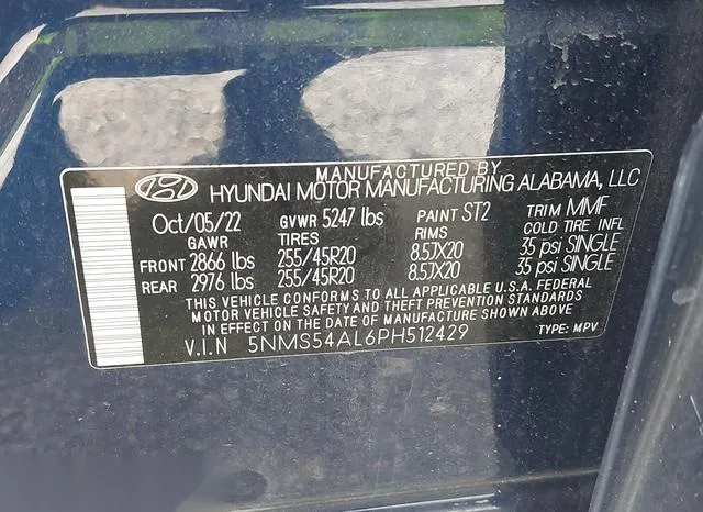 5NMS54AL6PH512429 2023 2023 Hyundai Santa Fe- Calligraphy 9