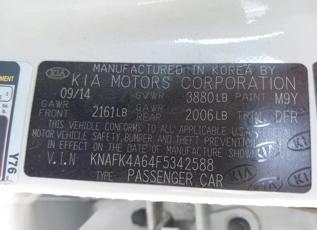 KNAFK4A64F5342588 2015 2015 KIA Forte- LX 9