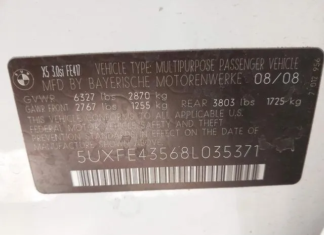 5UXFE43568L035371 2008 2008 BMW X5- 3-0SI 9