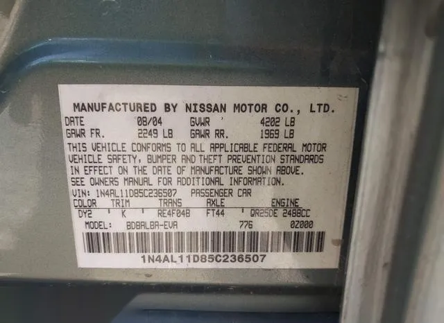 1N4AL11D85C236507 2005 2005 Nissan Altima- 2-5 S 9