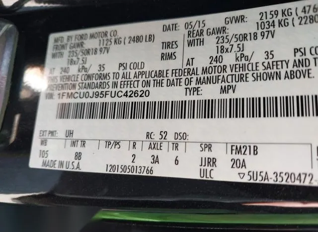 1FMCU0J95FUC42620 2015 2015 Ford Escape- Titanium 9