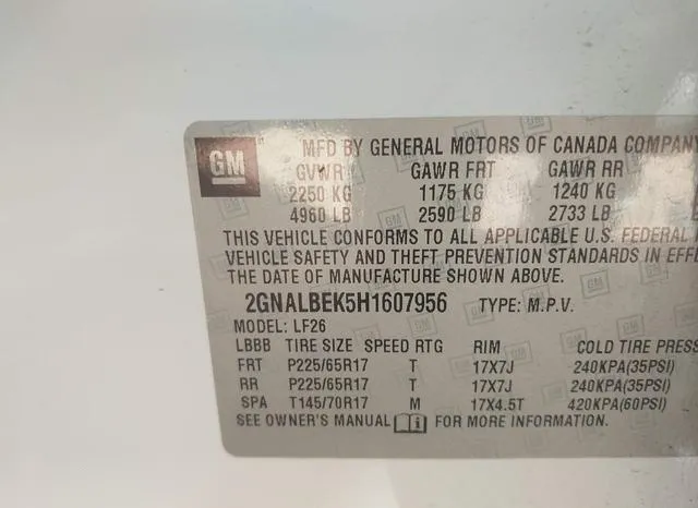 2GNALBEK5H1607956 2017 2017 Chevrolet Equinox- LS 9