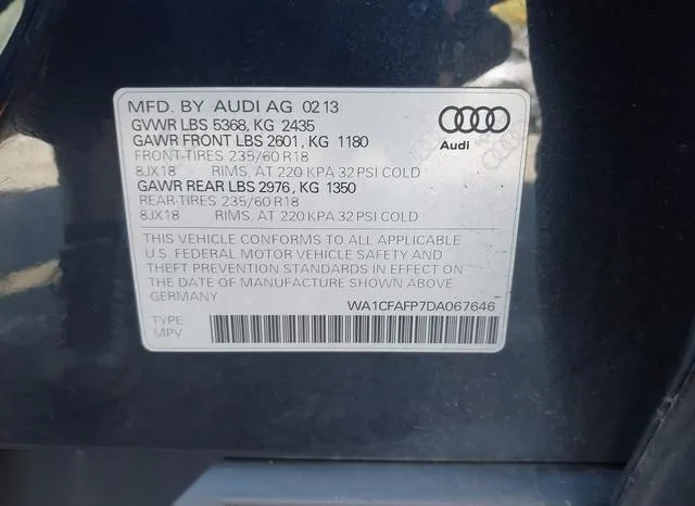 WA1CFAFP7DA067646 2013 2013 Audi Q5- 2-0T Premium 9