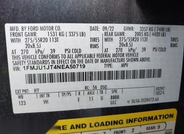 1FMJU1JT4NEA50719 2022 2022 Ford Expedition- Xlt 9