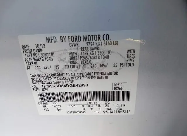 1FM5K8D84DGB42990 2013 2013 Ford Explorer- Xlt 9