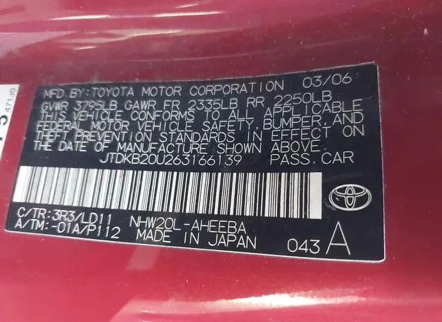 JTDKB20U263166139 2006 2006 Toyota Prius 9