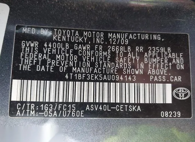 4T1BF3EK5AU094143 2010 2010 Toyota Camry- SE 9