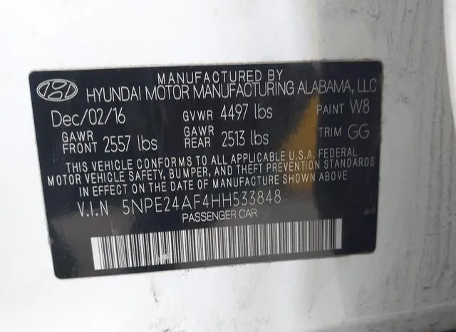 5NPE24AF4HH533848 2017 2017 Hyundai Sonata 9