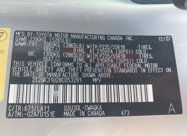 2T2GK31U28C053291 2008 2008 Lexus RX- 350 9