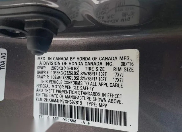 2HKRM4H47GH697819 2016 2016 Honda CR-V- SE 9