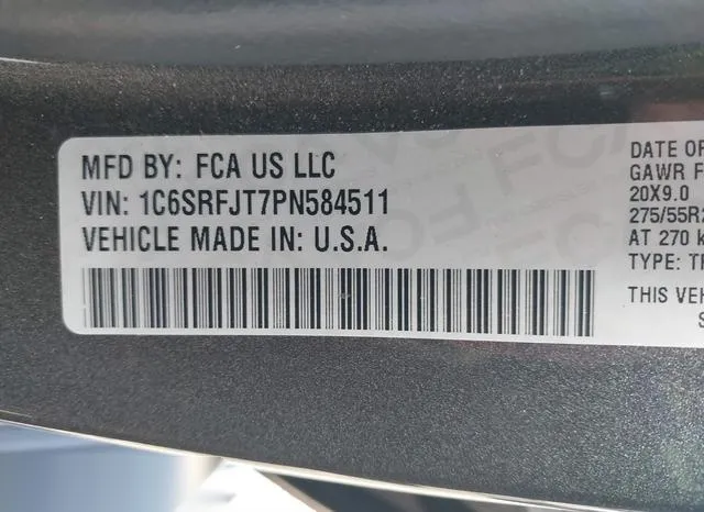 1C6SRFJT7PN584511 2023 2023 RAM 1500- Laramie  4X4 5-7 Box 9