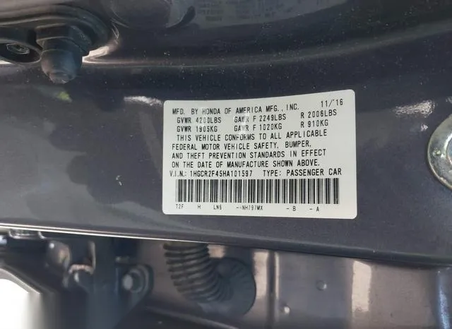 1HGCR2F45HA101597 2017 2017 Honda Accord- LX 9