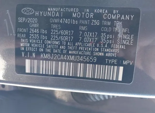 KM8J2CA4XMU345659 2021 2021 Hyundai Tucson- SE 9