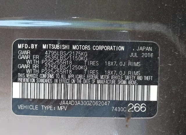 JA4AD3A30GZ062047 2016 2016 Mitsubishi Outlander- SE 9