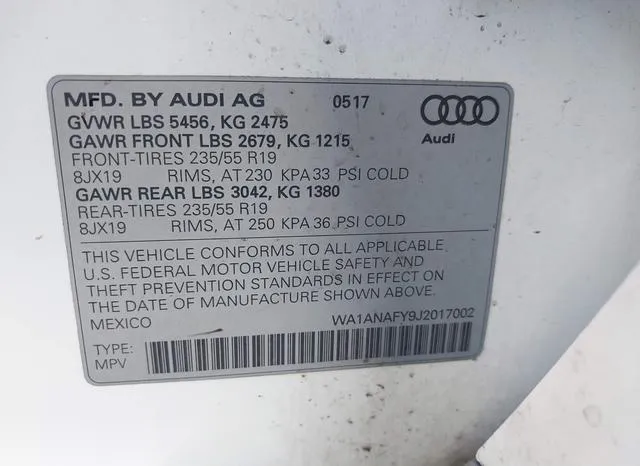 WA1ANAFY9J2017002 2018 2018 Audi Q5- 2-0T Premium/2-0T Tech 9