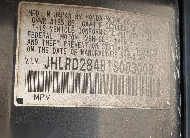 JHLRD28481S003008 2001 2001 Honda CR-V- LX 8