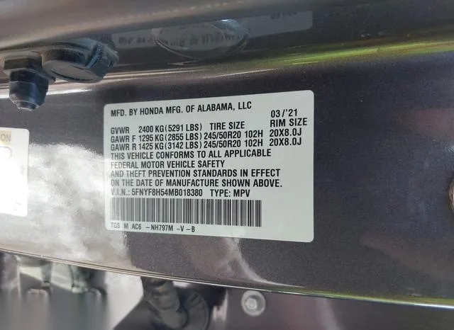 5FNYF8H54MB018380 2021 2021 Honda Passport- Awd Ex-L 9