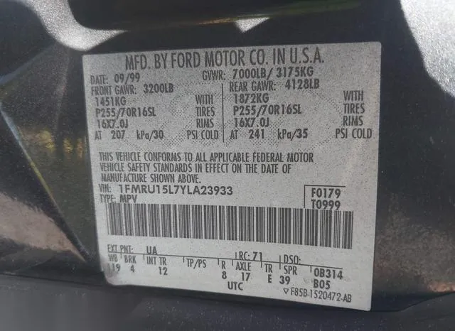 1FMRU15L7YLA23933 2000 2000 Ford Expedition- Xlt 9