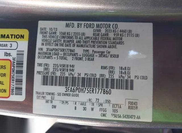 3FA6P0H75ER177860 2014 2014 Ford Fusion- SE 9