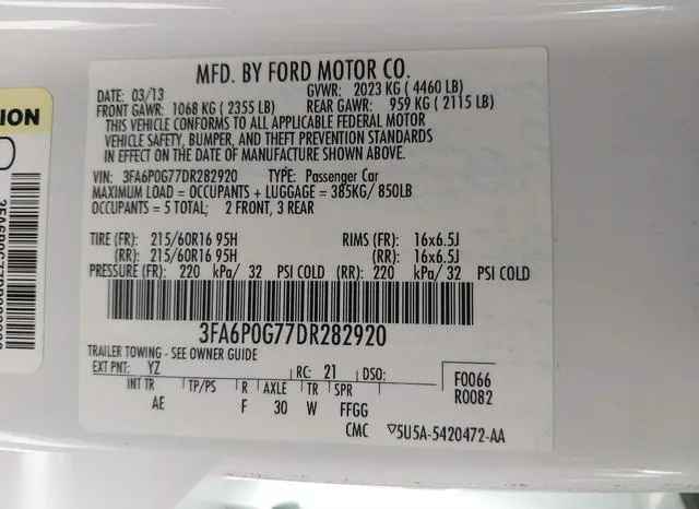 3FA6P0G77DR282920 2013 2013 Ford Fusion- S 9