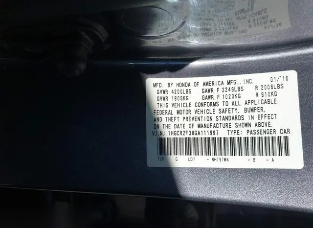 1HGCR2F38GA111997 2016 2016 Honda Accord- LX 9