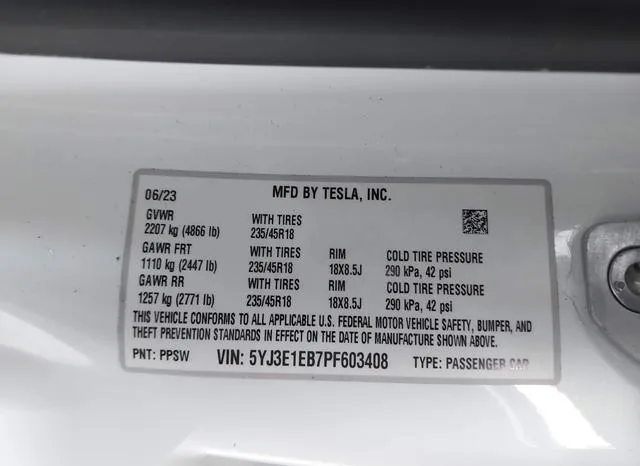 5YJ3E1EB7PF603408 2023 2023 Tesla Model 3- Long Range Dual 9