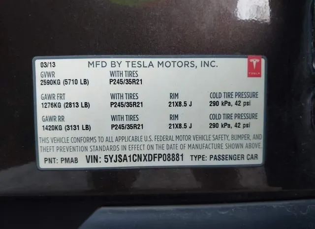 5YJSA1CNXDFP08881 2013 2013 Tesla Model S 9