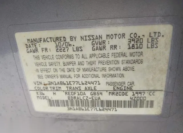 3N1AB61E77L624471 2007 2007 Nissan Sentra- 2-0 9