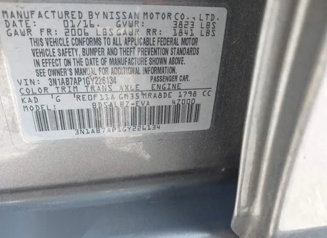 3N1AB7AP1GY226134 2016 2016 Nissan Sentra- S 9