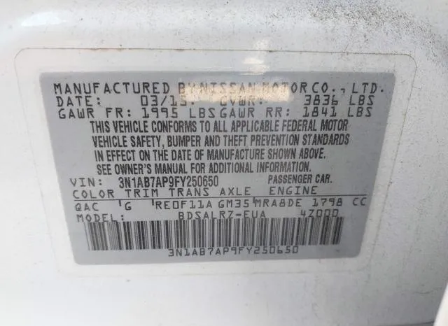 3N1AB7AP9FY250650 2015 2015 Nissan Sentra- SR 9