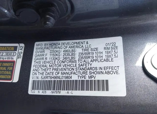 5J6RT6H96NL019804 2022 2022 Honda CR-V- Hybrid Touring 9