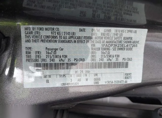 1FADP3K23EL417265 2014 2014 Ford Focus- SE 9