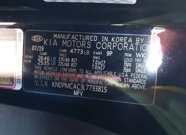 KNDPMCAC3L7733815 2020 2020 KIA Sportage- LX 9