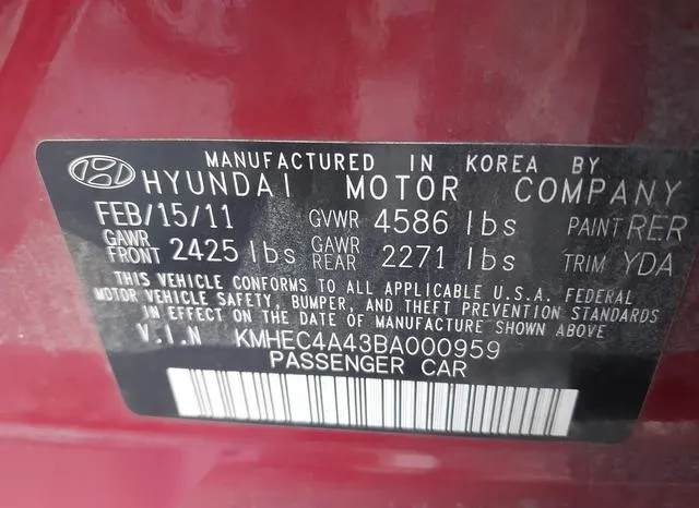 KMHEC4A43BA000959 2011 2011 Hyundai Sonata- Hybrid 9