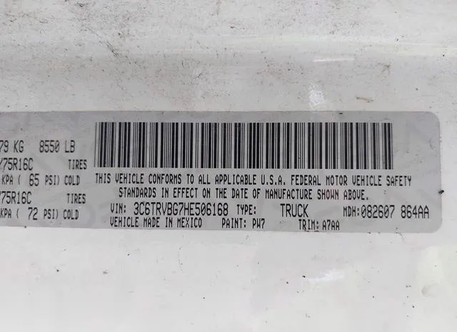 3C6TRVBG7HE506168 2017 2017 RAM Promaster- 1500 136 WB 9