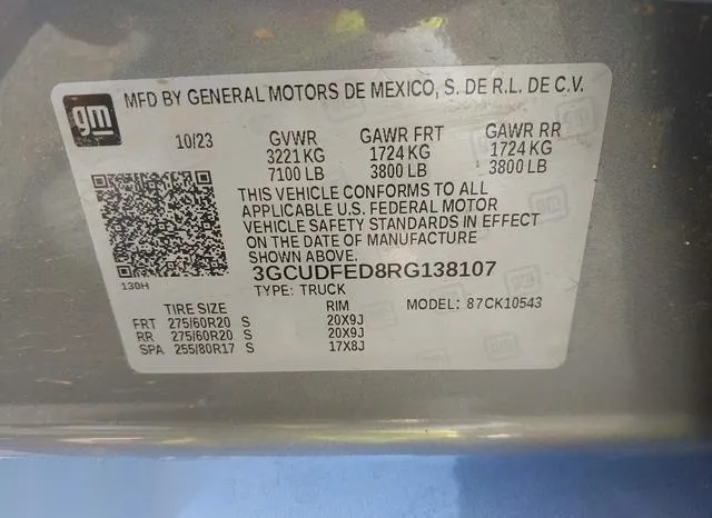 3GCUDFED8RG138107 2024 2024 Chevrolet Silverado 1500- 4Wd 9