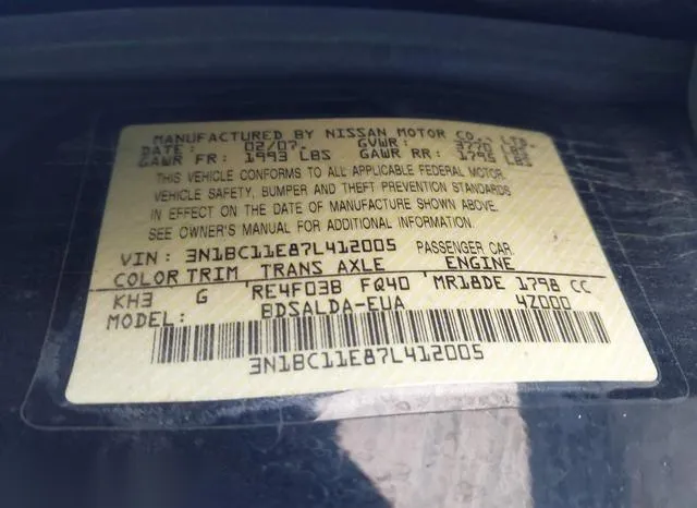 3N1BC11E87L412005 2007 2007 Nissan Versa- 1-8S 9