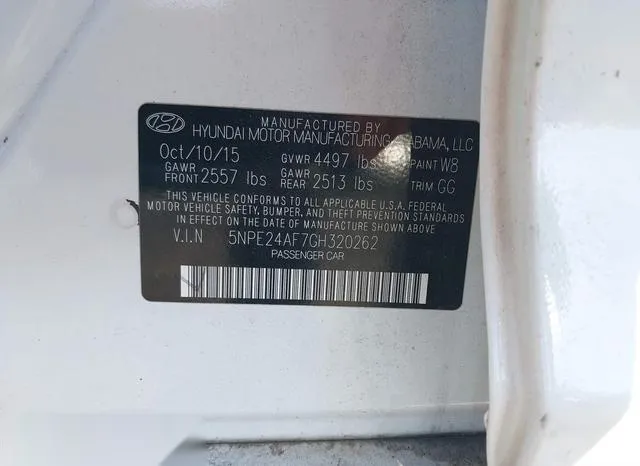 5NPE24AF7GH320262 2016 2016 Hyundai Sonata- SE 9